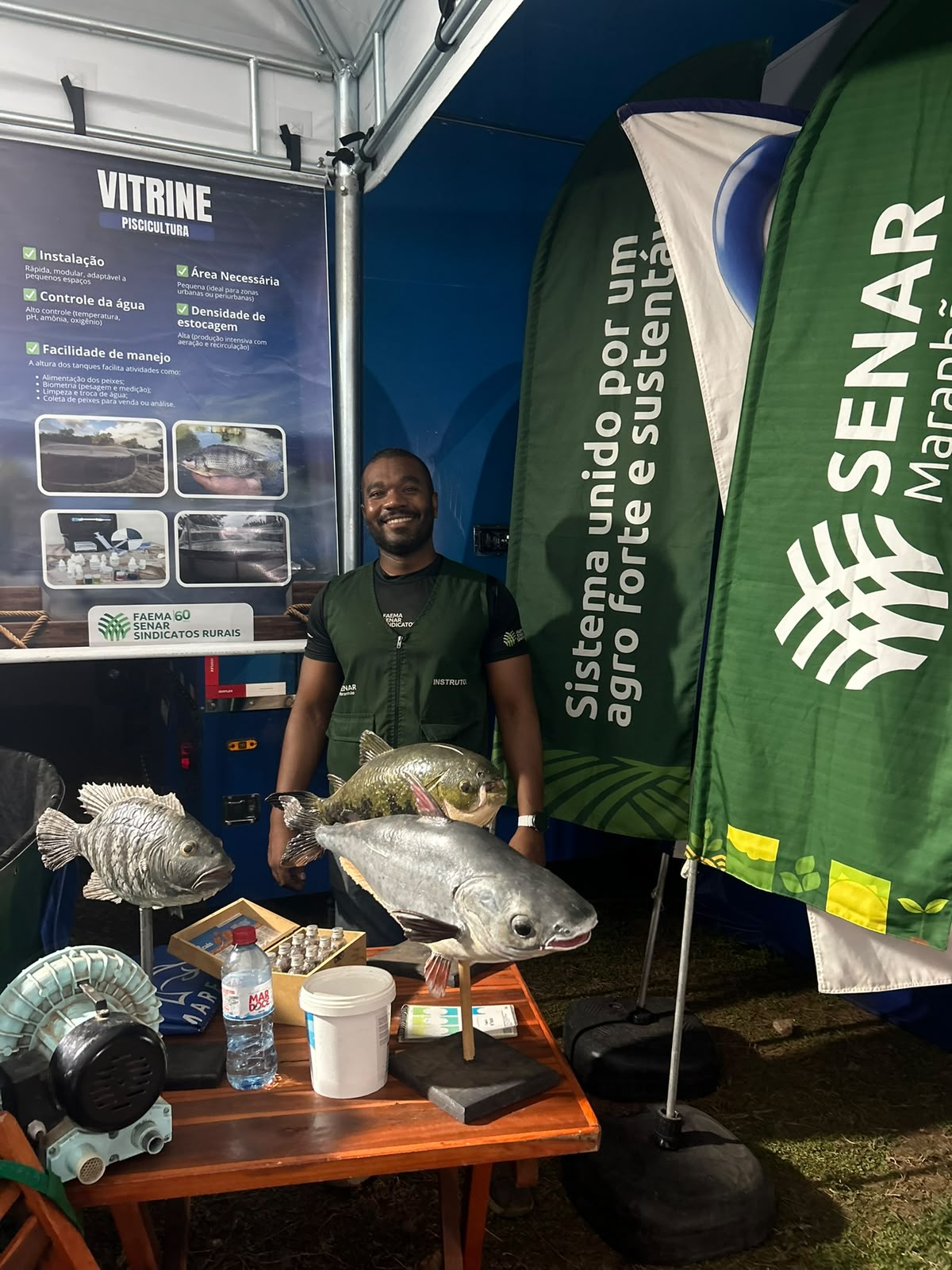Vitrine sobre piscicultura integra o projeto de soluções tecnológicas das agrofeiras.